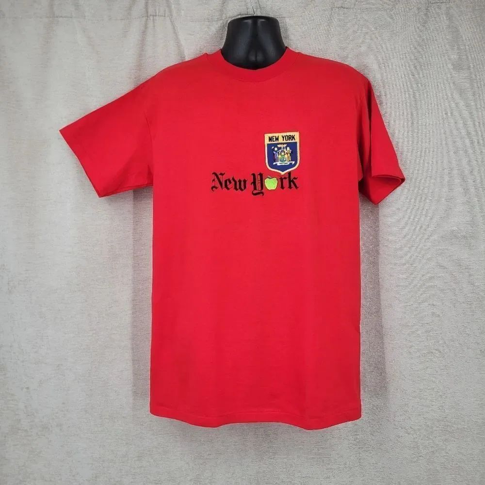 Hanes Beefy-T Tag Single Stitch Red Tee T-shirt New York NYC size large